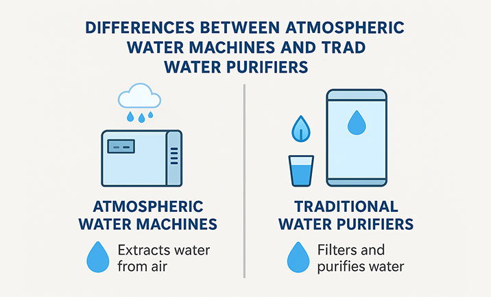 Diferenças entre máquinas de água atmosférica e purificadores de água tradicionais